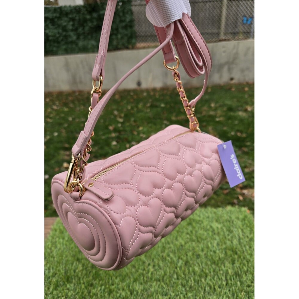 Claire's PinkHeart Quilted Barrel Crossbody Bag New With Tags - Picture 1 of 11